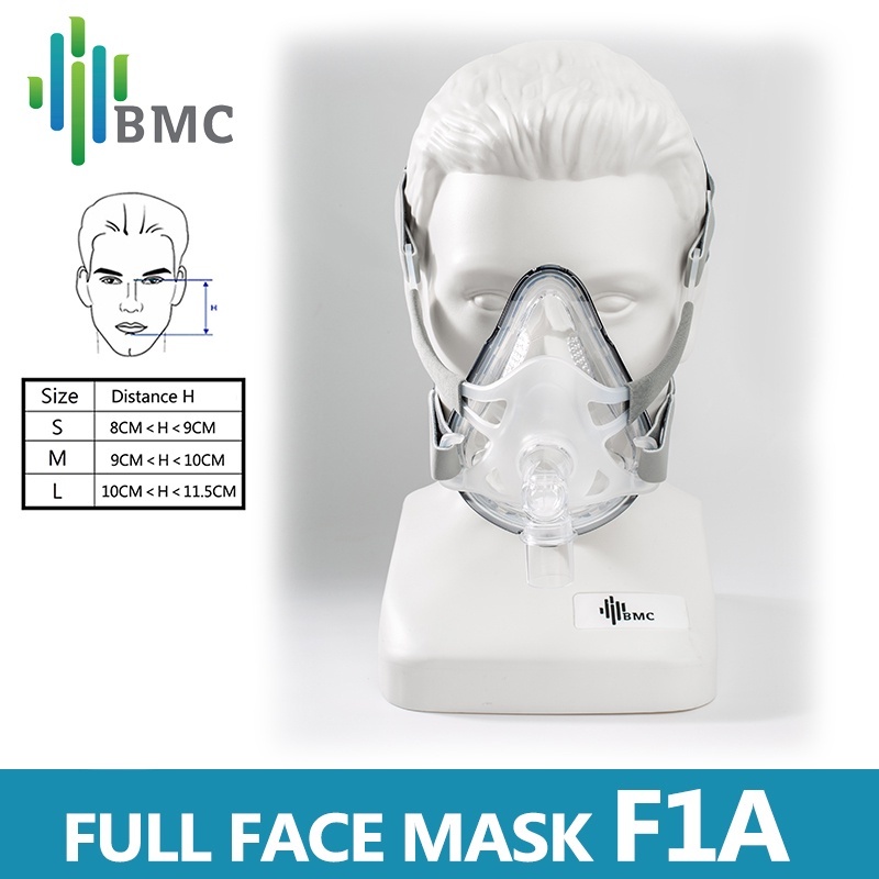 BMC F1A CPAP Full Face Mask S/M/L Size APAP BiPAP Silicon Cushions COPD Snoring Sleep Therapy Free Headgear Clips CE FDA