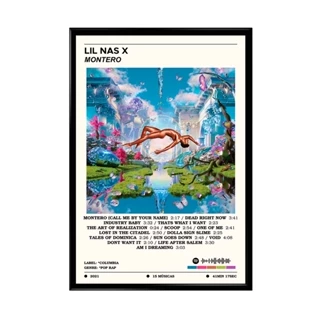 Quadro Decorativo Lil Nas X Com Moldura Preta 51x34cm