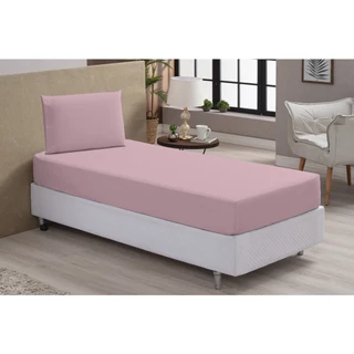 Jogo Lençol de Cama Solteiro 2 Peças Rose Microfibra Lisa com Elástico Promoção
