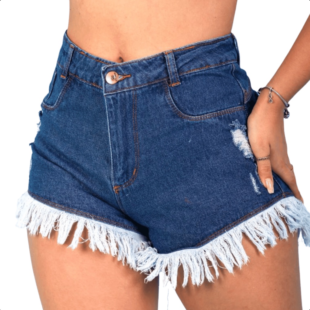 Short Feminino Jeans Levanta Bumbum Destroyed Moda Blogueira