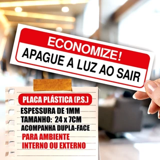 Placa Sinalização Aviso Economize Apague Desligue a Luz Ao Sair ENVIO RÁPIDO