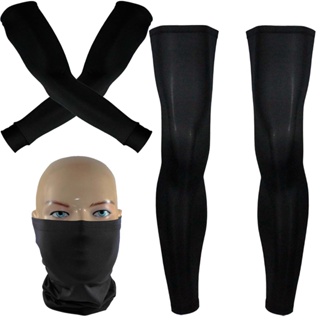 Kit ciclismo 1 par de manguitos + 1 bandana +1 par de pernitos P M G GG manguito pernito proteção UV50+ motoqueiro motoboy ciclista militar paintball