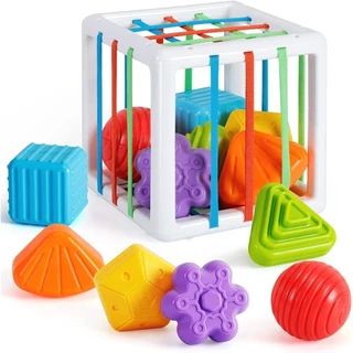 Brinquedos De Criança Por 1 2 Anos De Idade Meninas , Cubo Colorido Com 6 Pcs Multi Sensorial Aprendizagem Para 2 A 4 Montessori
