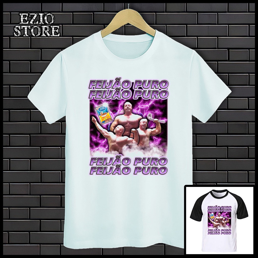 Camiseta Meme "Feijão Puro" Unissex, Blusa Camisa Treino, Bodybuilding