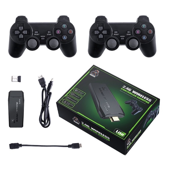 Videogame Stick 10mil 2 Controles Sem Fio Console Original Portatil Jogos Retro Antigo