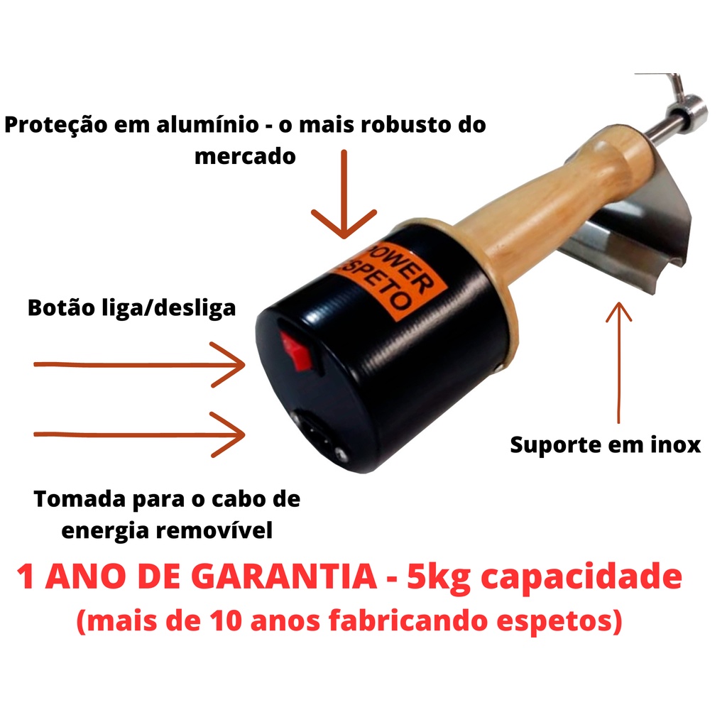 Espeto Giratório Elétrico 220V Regulável para Churrasco Flex Grill Rotativo  Garfo Tridente Aço Nique