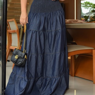 Saia Longa Moda Feminina com Lastex Jessica