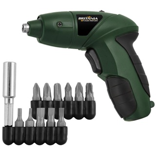 Parafusadeira Recarregável Britânia + 11 Bits Grátis - Bivolt 4,8V 200 Rpm BPF01