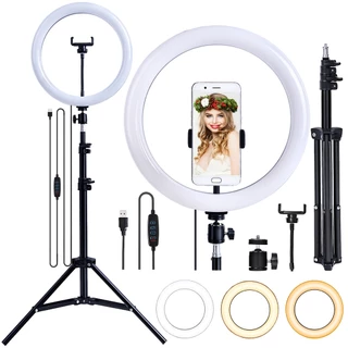 Kit Tripé + Ring Light De Iluminação Celular Led Anel Luz Selfie