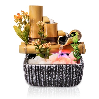 Fonte De Agua Decorativa Chafariz Cascata 3 Quedas Bambu Zen