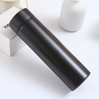 500Ml Garrafa Squeeze Fosco Térmica Aço Inox Preta Steel Top Com Termômetro Digital
