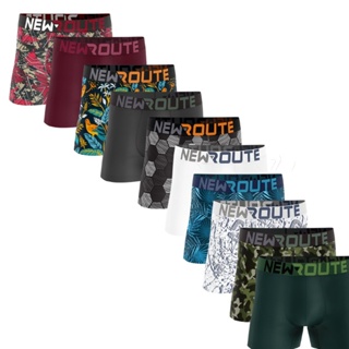 Kit 10 Cuecas Boxer Cueca Box Masculina Microfibra Lisa/Estampada New Route Original
