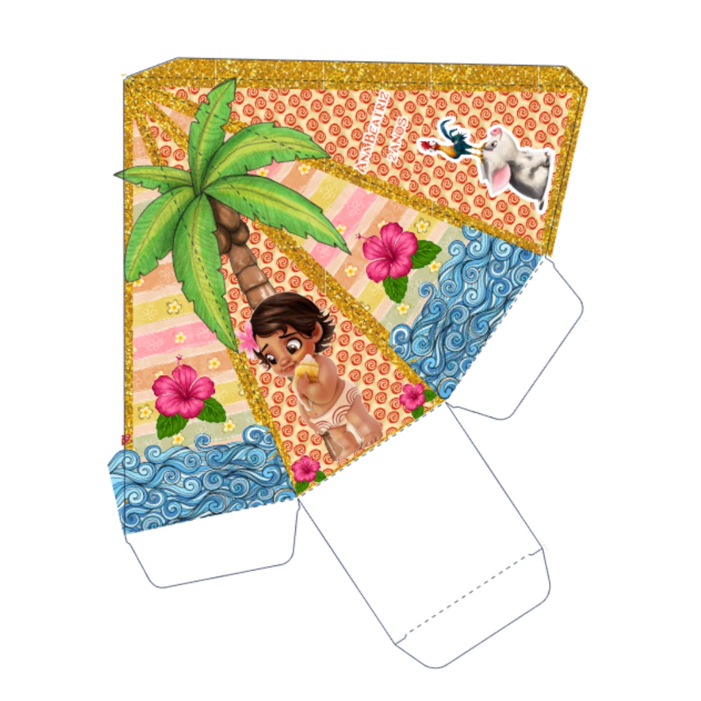 10 Caixas Piramide Personalizadas Moana Baby Lembrancinha Festa