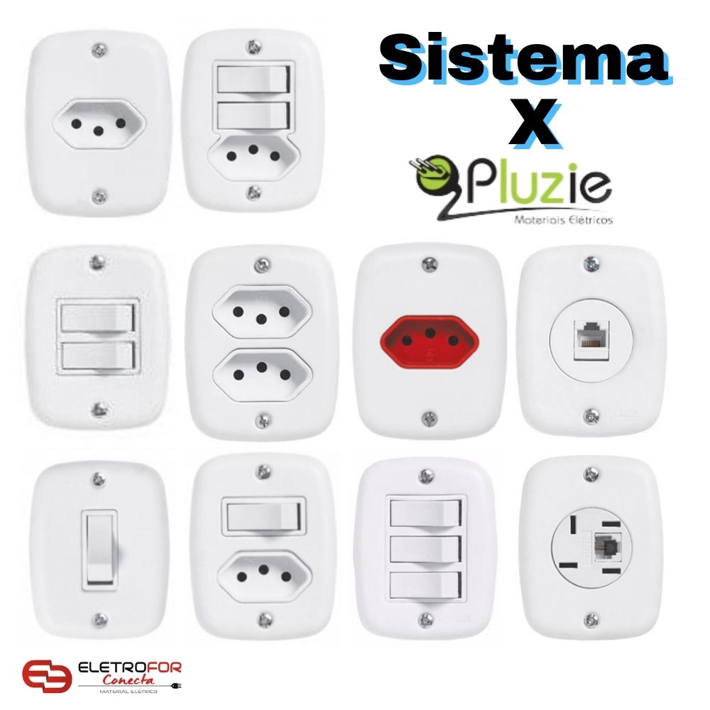 INTERRUPTOR E TOMADA SISTEMA X IDEALE SOBREPLUS PLUZIE