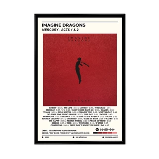 Quadro Decorativo Imagine Dragons Álbuns Mercury Origins Evolve Smoke + Mirrors Night Visions c/Moldura Preta