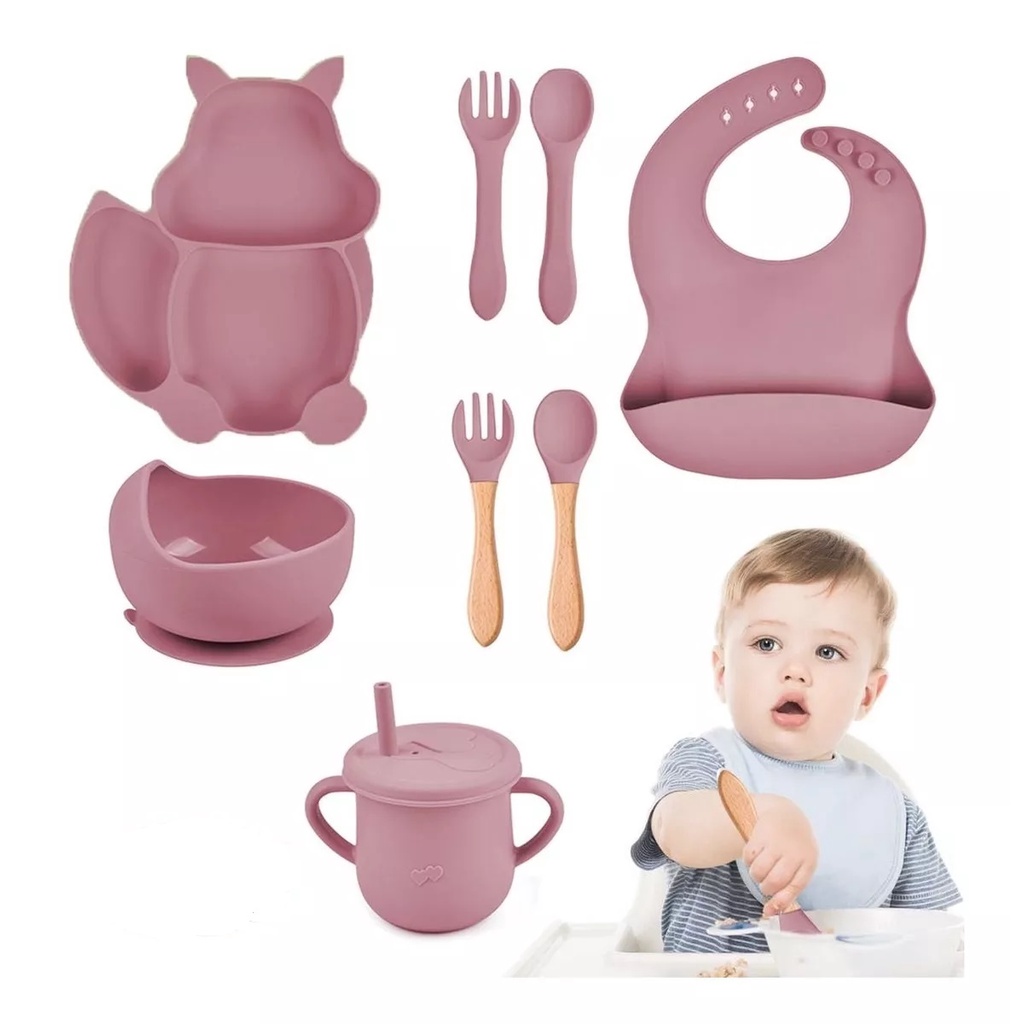 P S Conjunto Silicone Prato De Alimenta O Colher Garfo Copo Do Beb Peterck Catcher Food