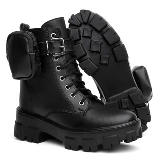 Bota Coturno Feminino Sola Tratorada Botinha Estilo Blogueira Confortavel