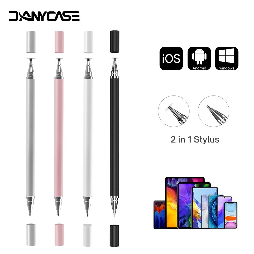 DANYCASE 2 Em 1 Universal Pen Stylus Desenho de placas inteligentes capacitivas lápis de tela de toque para iOS Android compatível com iPad