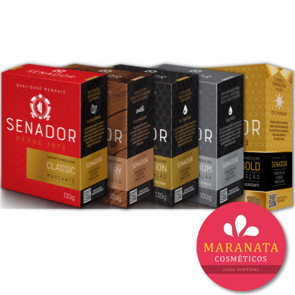 Monte Seu KIT Sabonete Senador fragrâncias 130g.- Maranata Cosméticos.