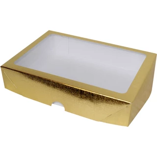 Caixa com Visor S10 Dourada (22x29x4,5cm) 10 unidades - ASSK - Kafe Embalagens