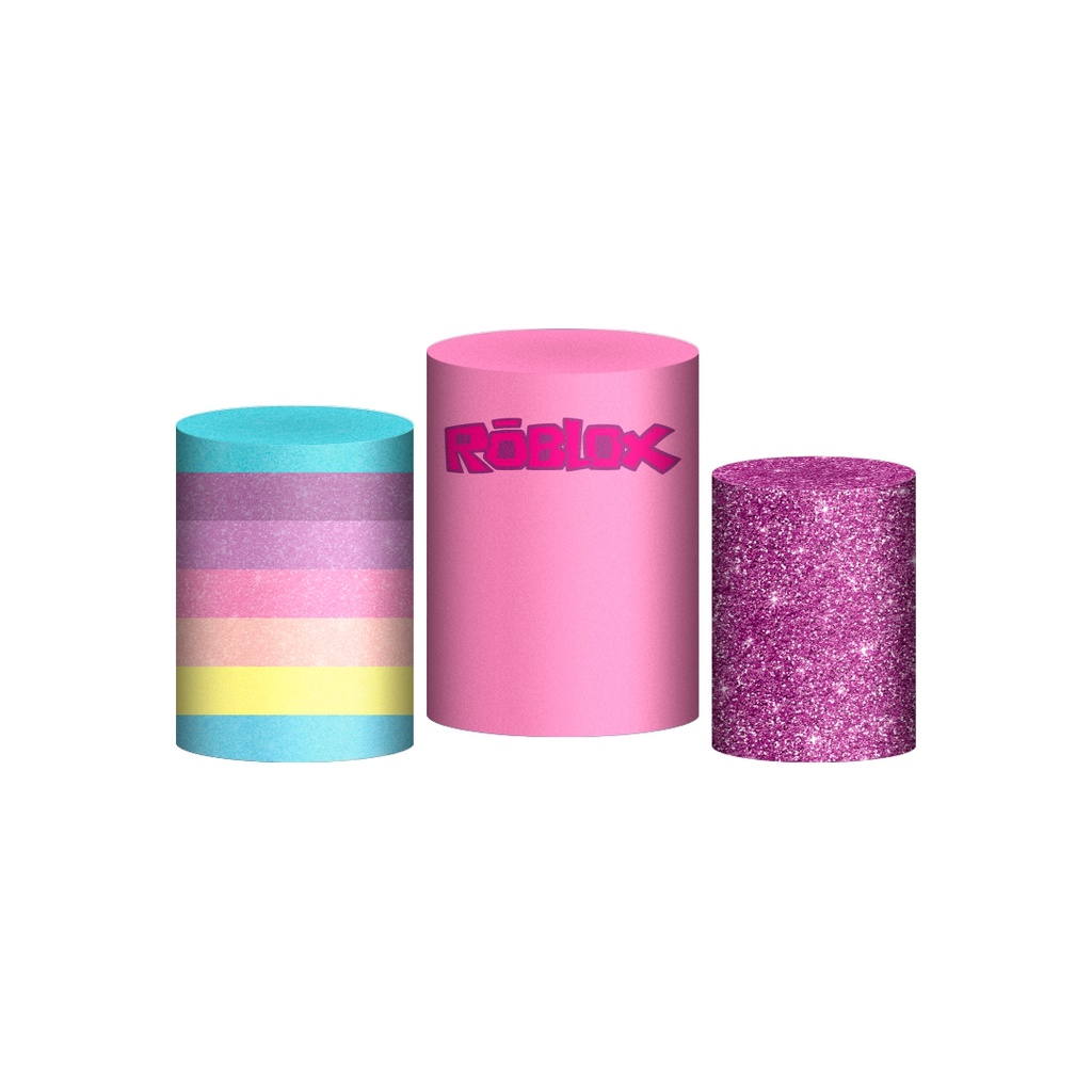 Trio Capas Cilindro Tema Roblox Rosa Veste Fácil C/ Elástico