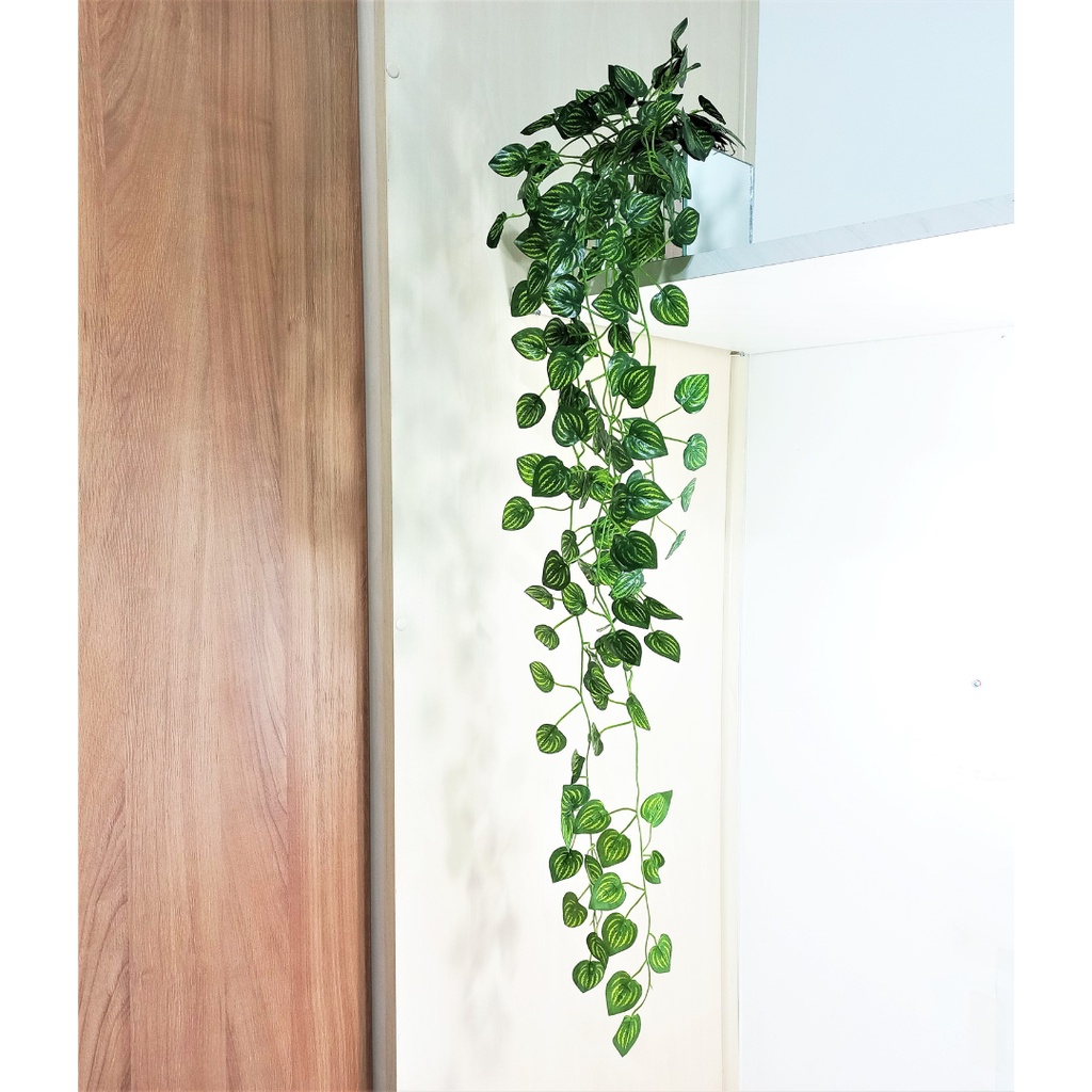 Planta Artificial Jibóia Pendente Caída com Vaso Espelhado