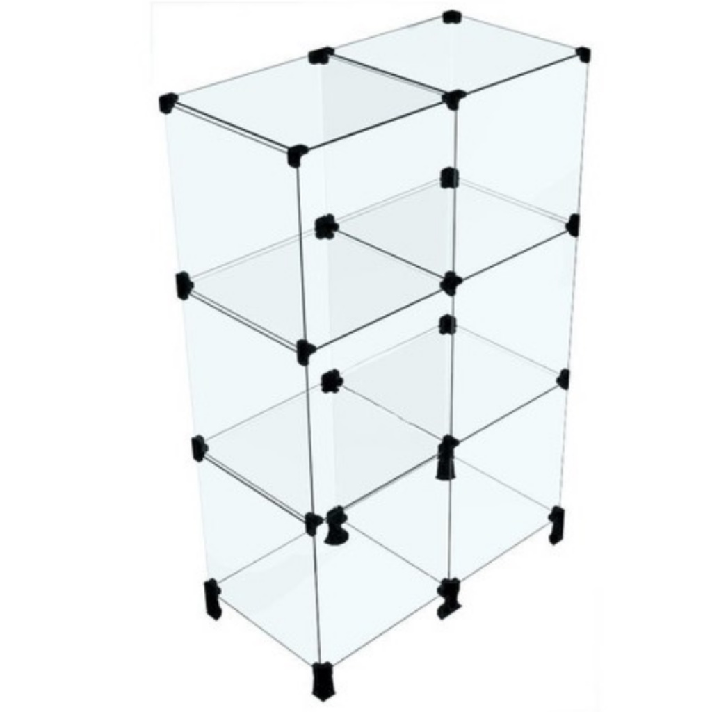 Balcão Estante de Vidro 30x30 Modulado 30x30 6 Nichos