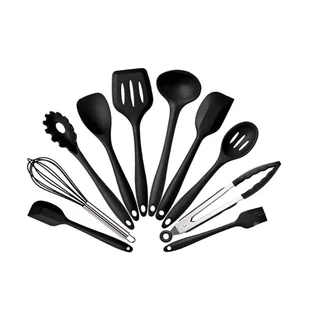 Jogo Kit C/10 Peças Utensílios De Cozinha Colheres Espátula Silicone pegador concha Decoração