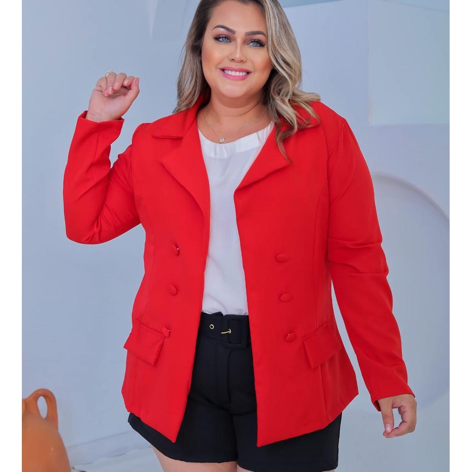 Blazer Feminino Alfaiataria Acinturado Botões Social Moda Roupa Feminina