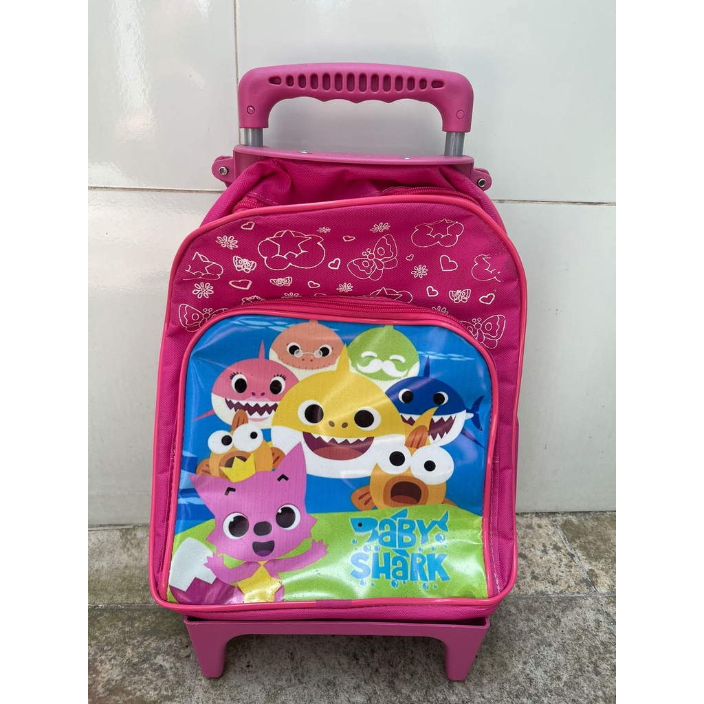 Mochila Escolar de Rodinhas Infantil SUPER PROMOÇÃO LOL Baby Shark Rosa 2 Zípers Menina Desenho Animado Criança Escola Personagem Mini Diva