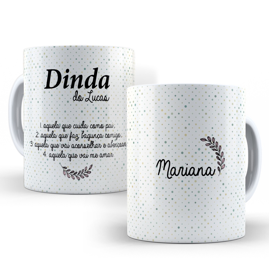 Caneca Personalizada Dinda para Madrinha de Batismo e Consagração com ...