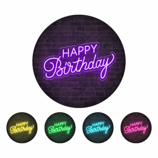 Painel Redondo Happy Birthday em 3D Tecido com elástico do Decoração de festas de Alta Qualidade