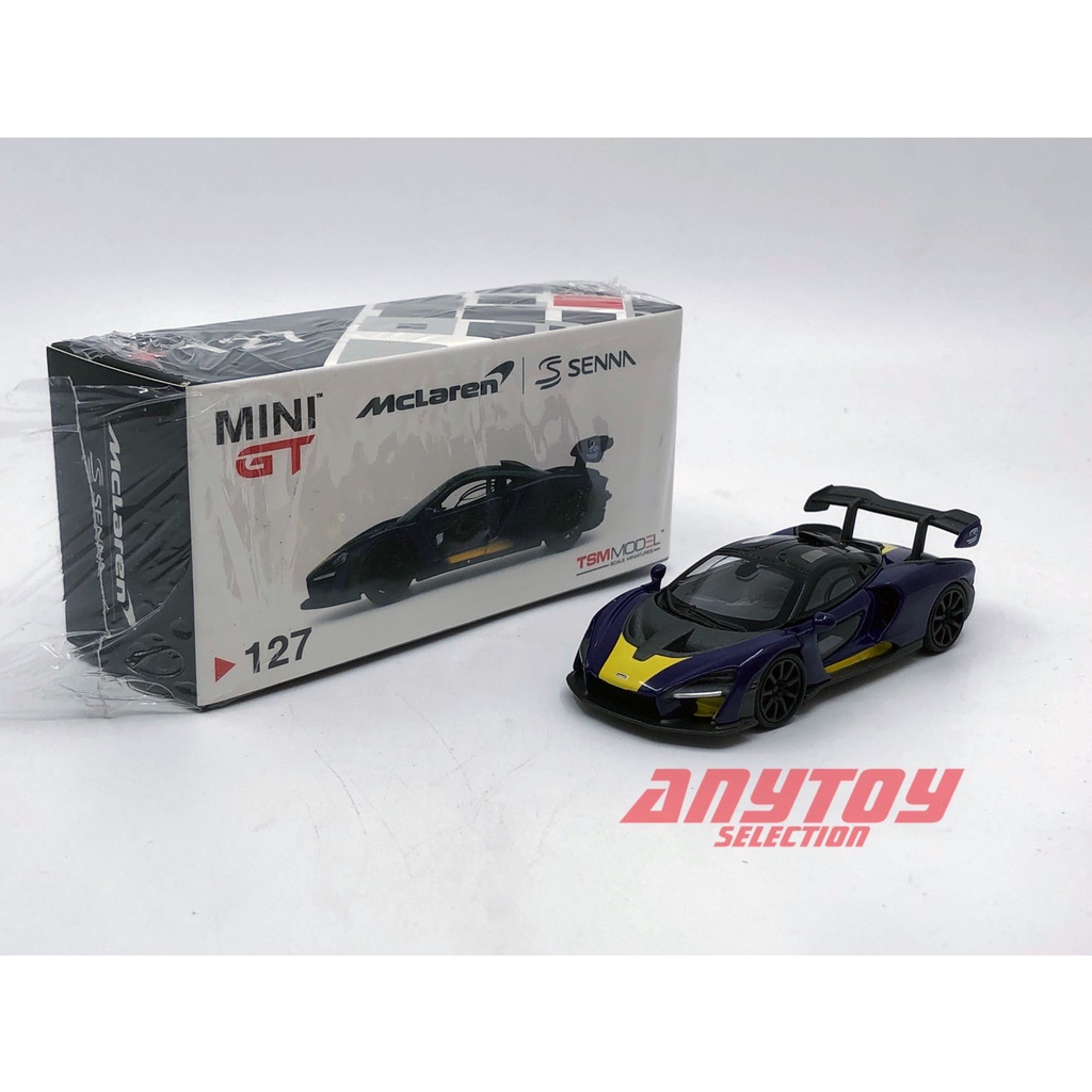 NÃO SELADO) Mini GT No. 127 McLaren Senna Roxo/Amarelo LHD Ásia