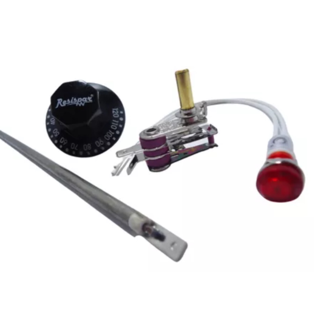 Kit Termostato + Botão + Resistência + Lâmpada Para Estufa 1