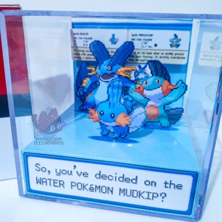 Cubo Diorama Pokémon Mudkip Marshtomp Swampert