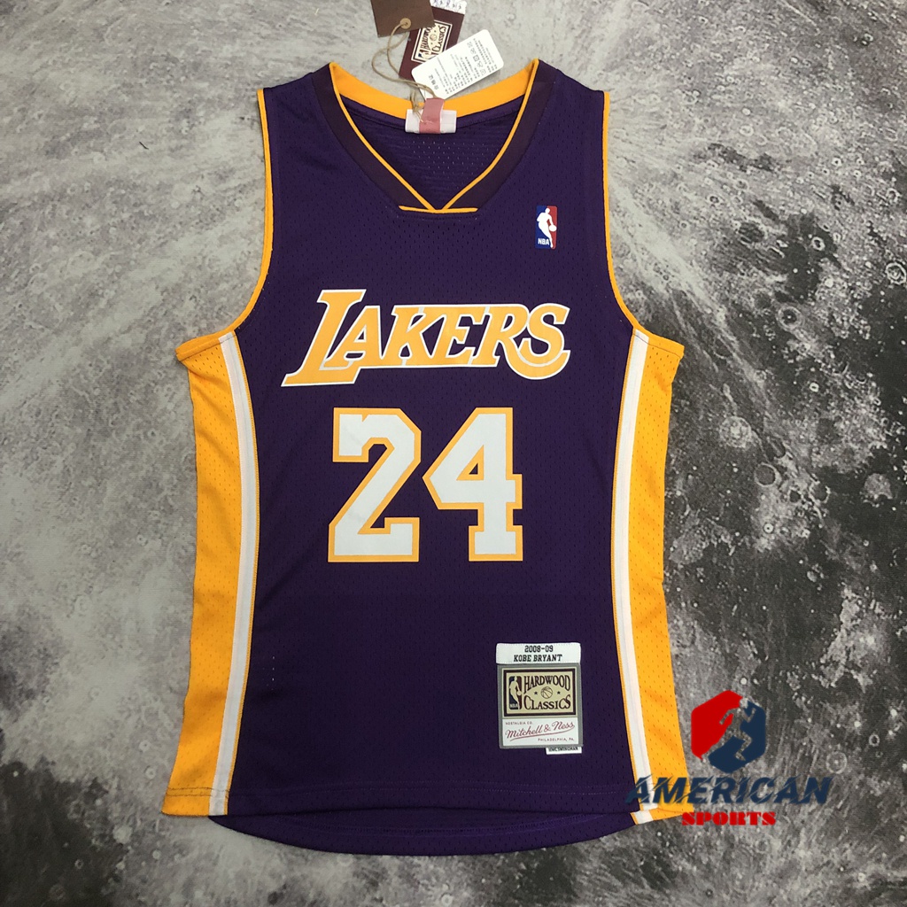 Homens Camisa 2023NBA Los Angeles Lakers Kobe Bryant 2008-09 Hardwood Clássicos Autênticos Púrpura Basquetebol Jersey