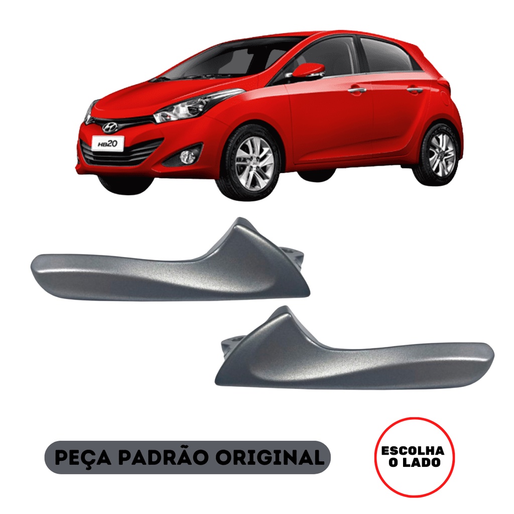 Gatilho Puxador Interno Maçaneta Hb20 Prata 2012/2019 Dianteiro Traseiro