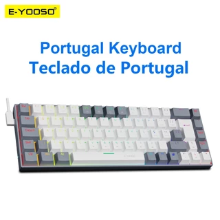 E-YOOSO ABNT Z686 RGB Teclado Português Brasileiro USB 60 % Mini Teclado Mecânico Fino Com Fio Vermelho 68 Teclas Russo Brasileiro Para PC Composto