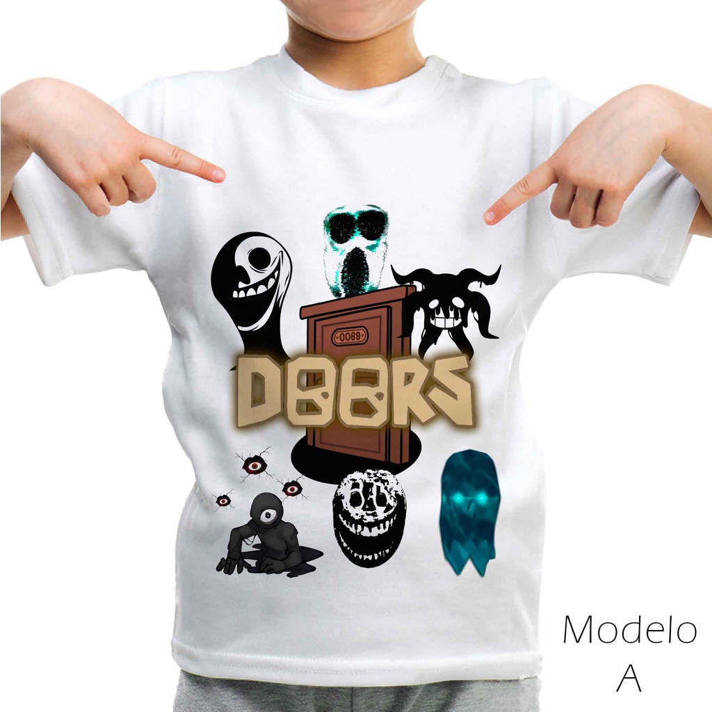 Camiseta infantil adulto Roblox Doors jogo personalizado