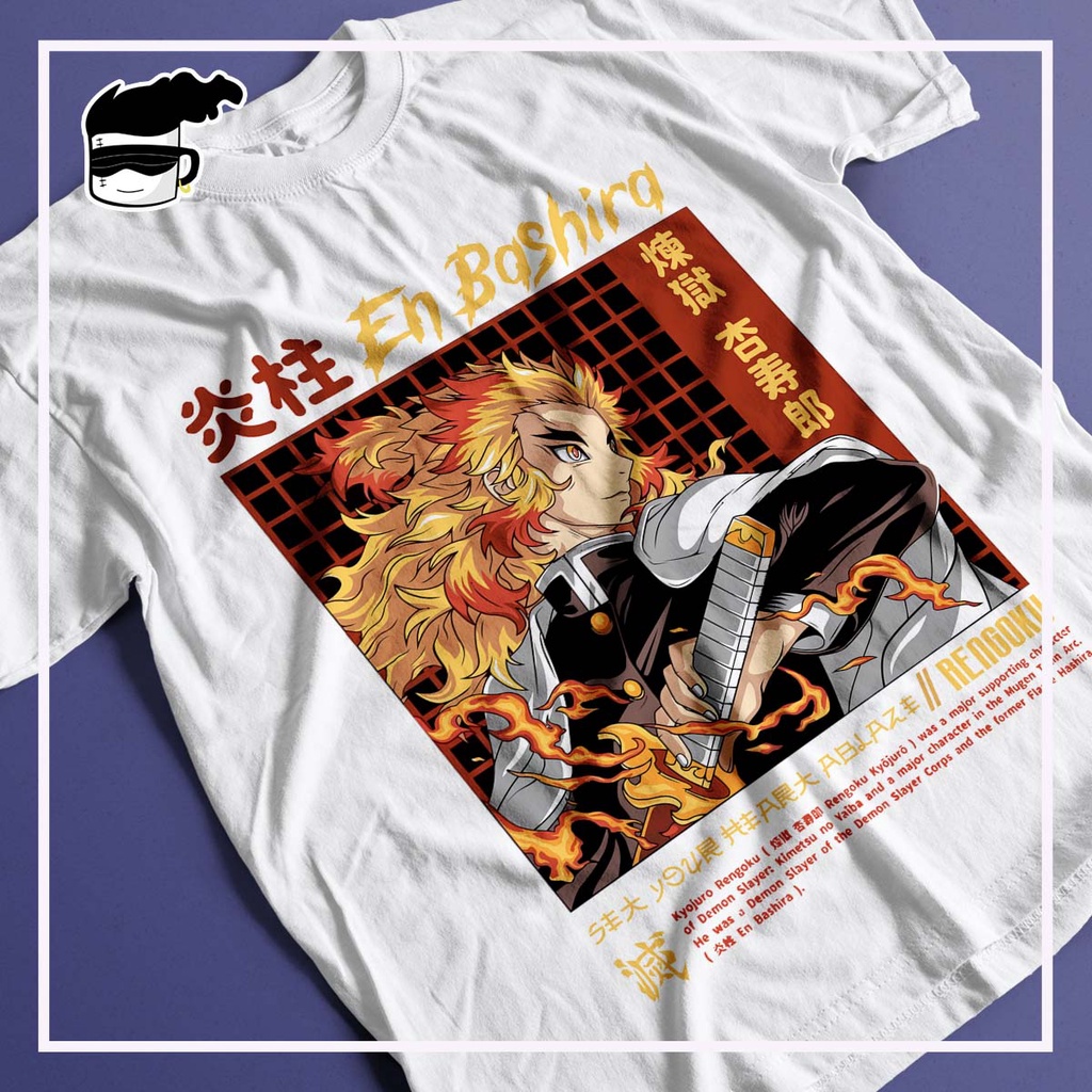 Camiseta Demon Slayer Rengoku Unissex Camisa Anime Kimetsu no Yaiba