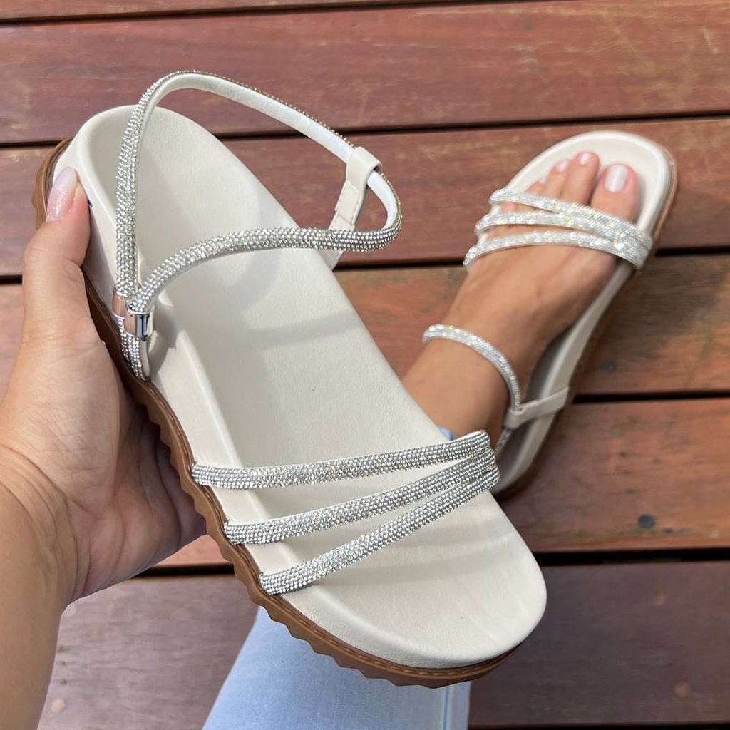 Sandalia feminina Birken Papete com brilho plataforma com glitter ...