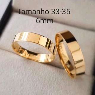 Par de Alianças Reta Tamanho 33-35de Moedas Antiga Trabalhada 6mm