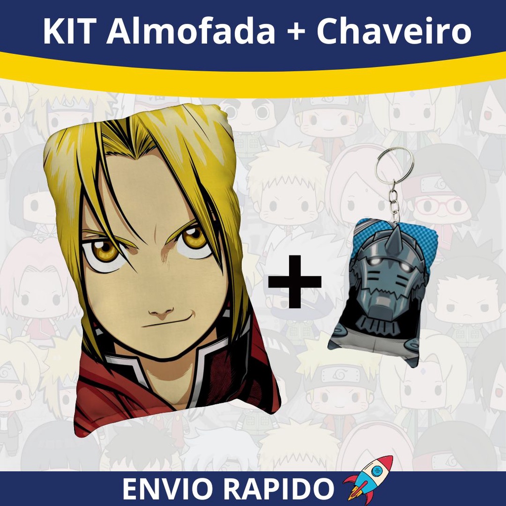 Almofada e Chaveiro Decorativa Fullmetal Alchemist Anime Personagens Irmãos  Elric