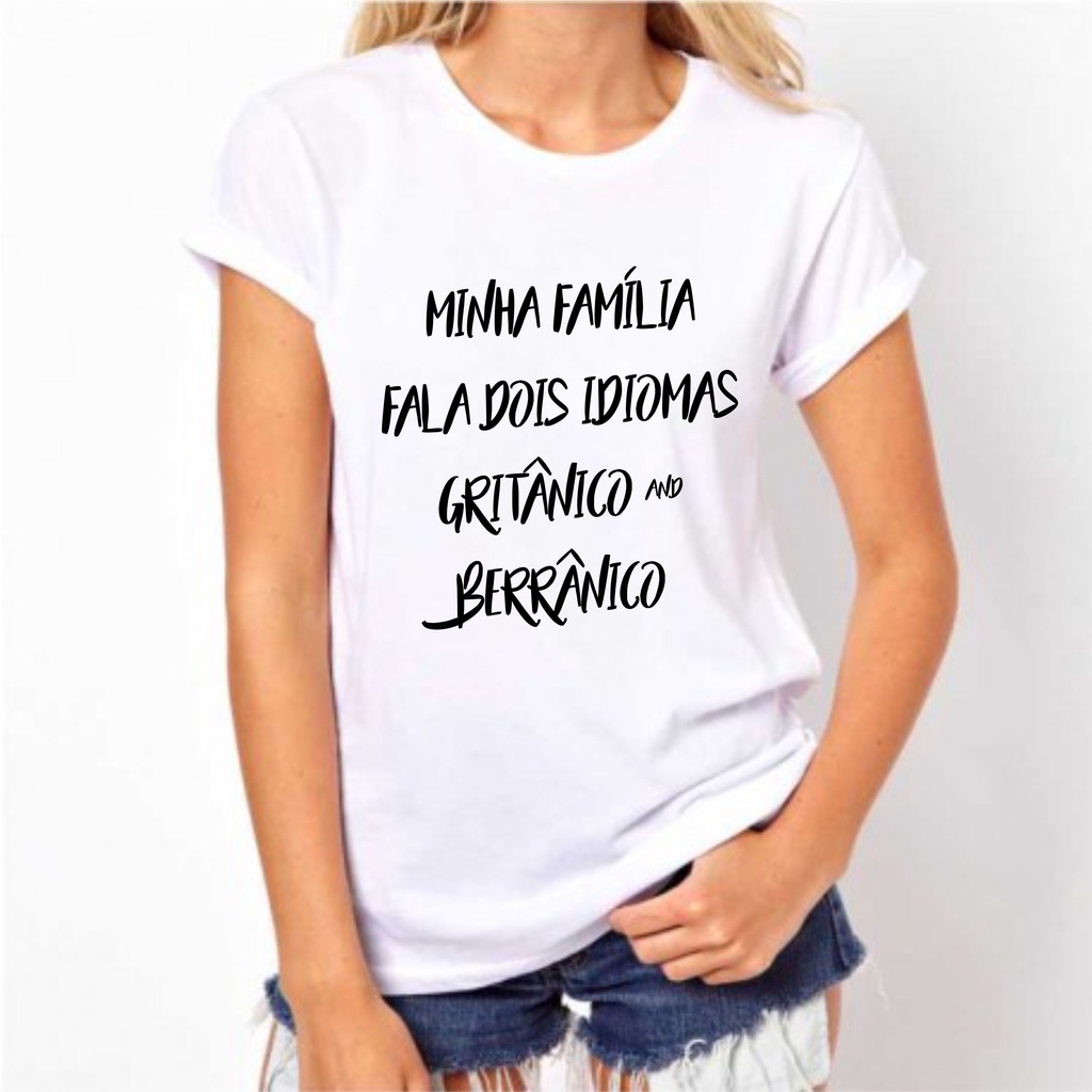 Camiseta Engraçada Família Frase Frase de Família Minha Família Fala Dois  Idiomas Britânicos e Berrânicos100% Algodão FSE65