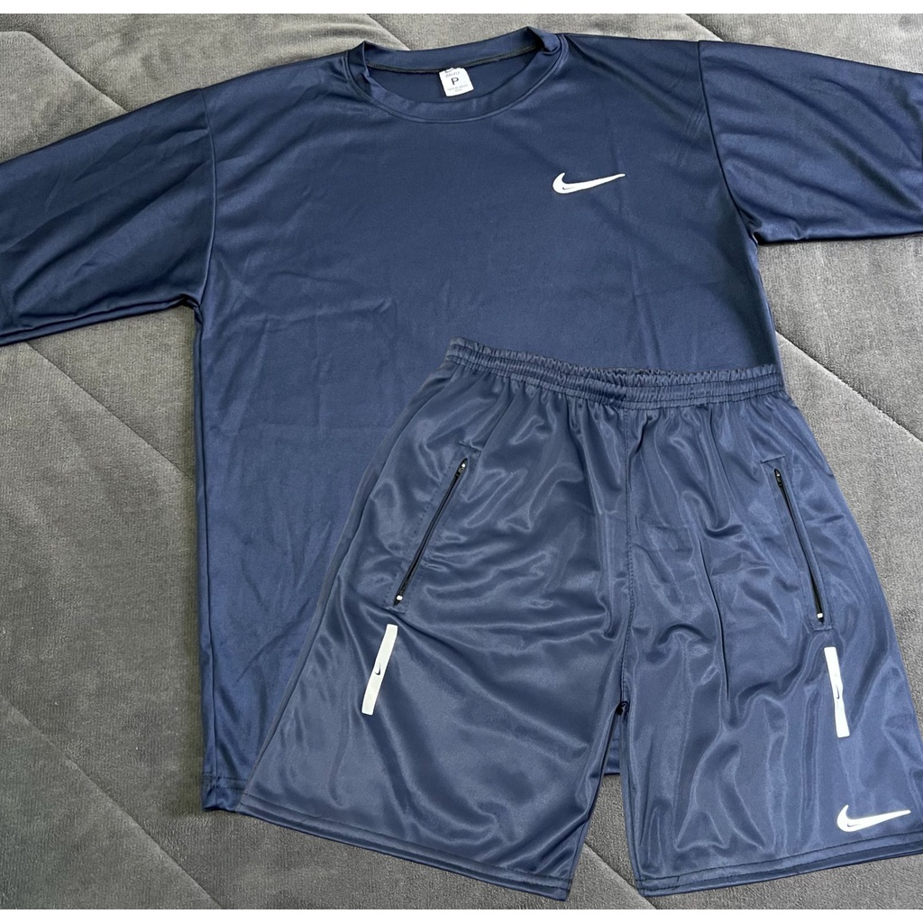 Conjunto Camisa Básica Nike Azul Marinho Premium + Bermuda Nike Refletiva  Modelo 2023 - Diversas Cores ! - Escorrega o Preço