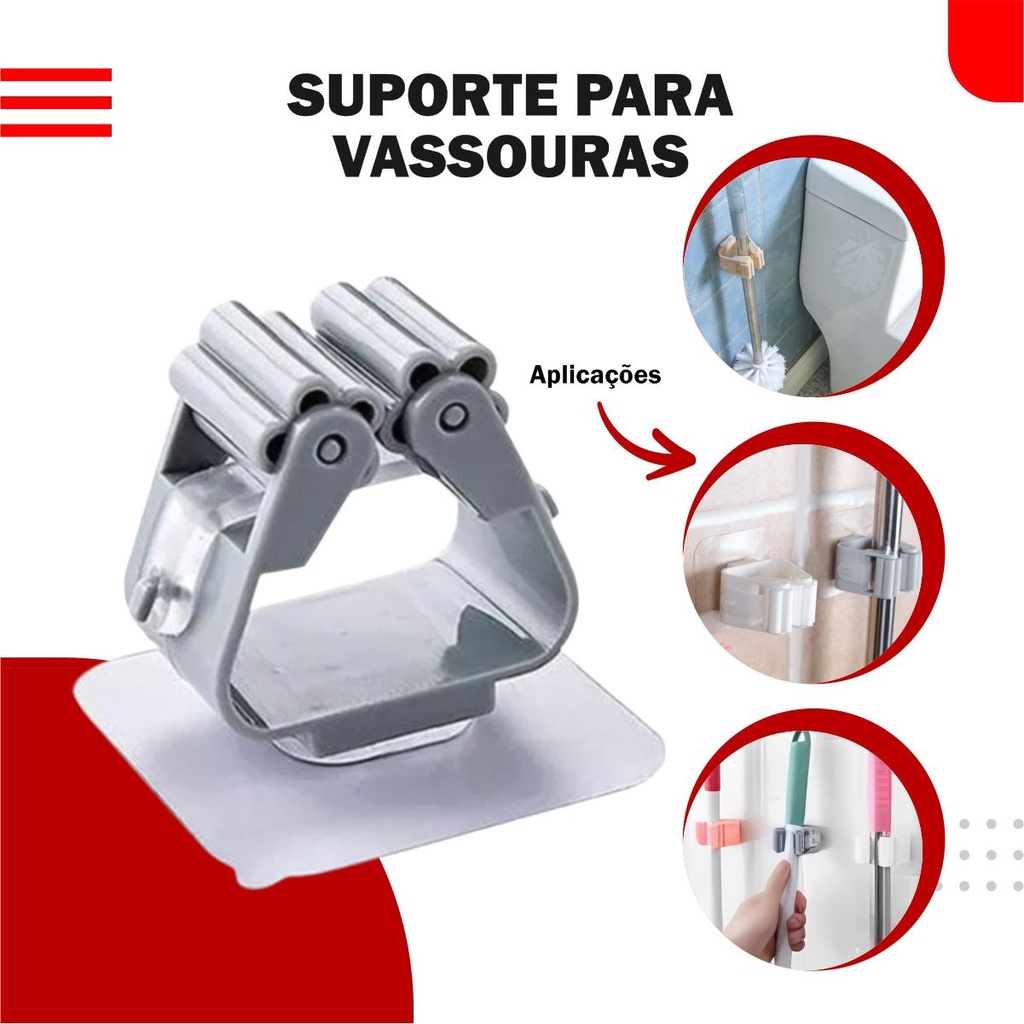 Suporte Para Vassoura Rodo P Adesivo Clink Suporta Kg Shopee Brasil