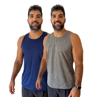 Kit 2 Regatas Masculinas Dry Fit Lisa Academia Treino