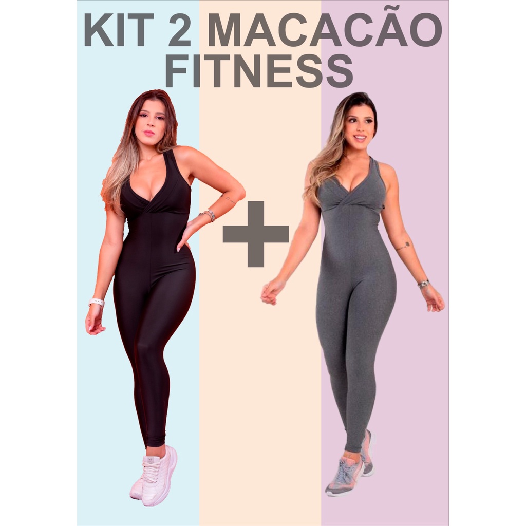 Macacão Bravaa Store Longo Feminino Fitness Suplex Academia