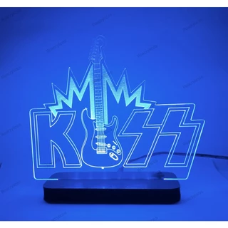 Luminária em Acrílico com Led Banda Kiss Guitarra - Exclusivo - Decoração