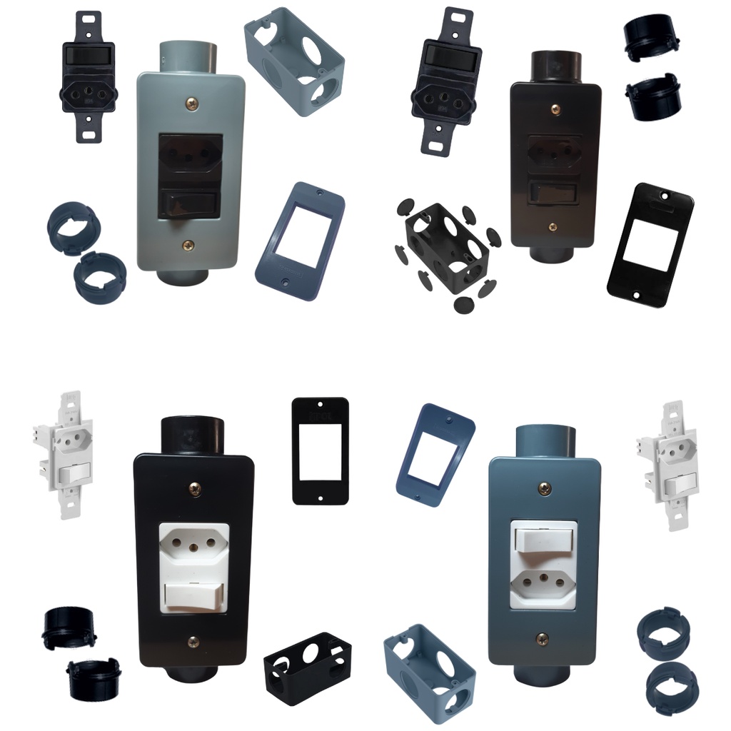 KIT de Instalação Fácil P/ Interruptor C/ Tomada Simples 10a 2p+t C ...